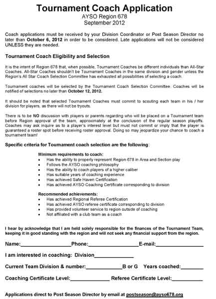 Tournament Coach Application